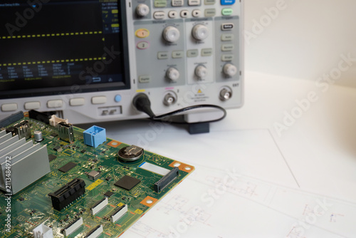 Canvas Print Circuit board oscilloscope testing