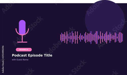 Принти на полотні Podcast episode cover template, editable 16:9 widescreen graphic template with m
