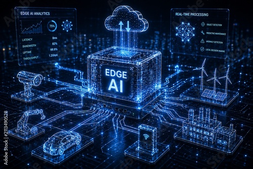 Transparent Glass Edge AI Technology Abstract