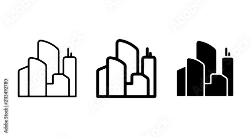 Quadro su tela Modern Cityscape Icons, Urban Skyline Graphics, Minimalist Building Symbols, Arc
