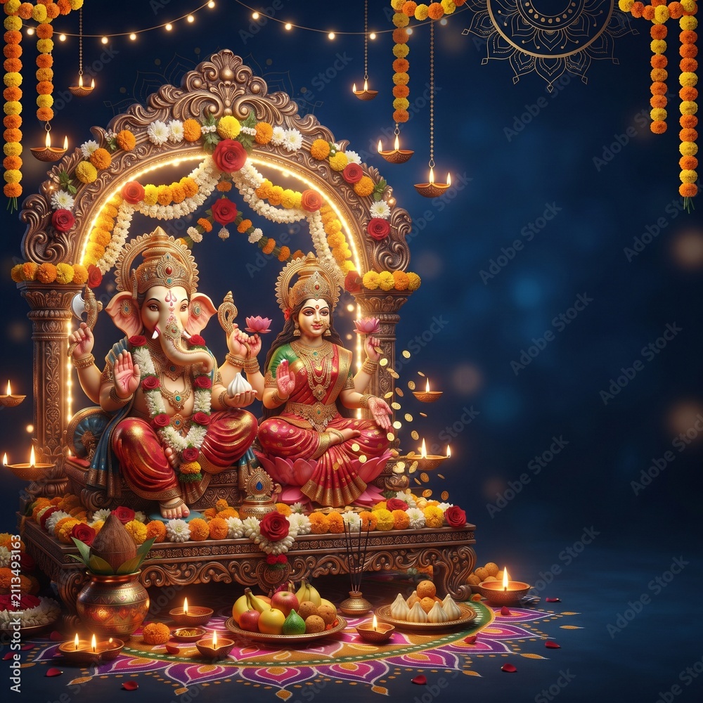 Fototapeta premium Lord Ganesha & Goddess Lakshmi