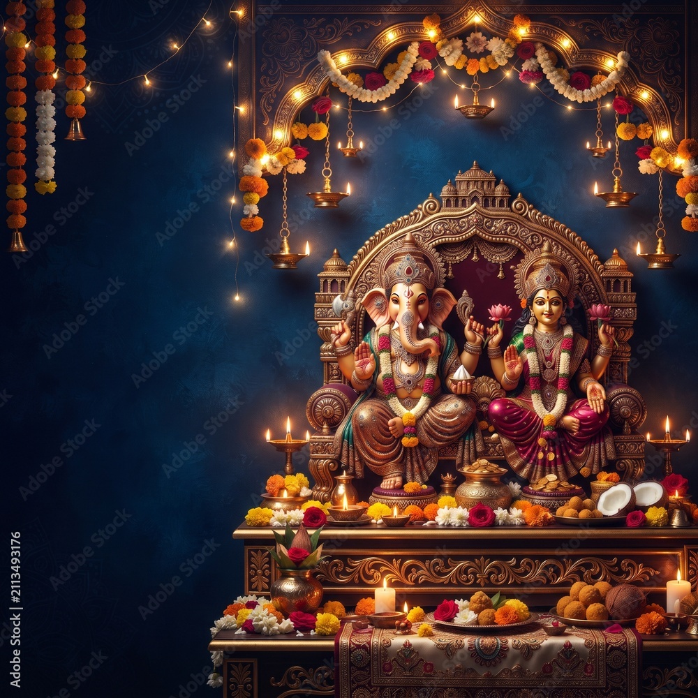 Fototapeta premium Lord Ganesha & Goddess Lakshmi