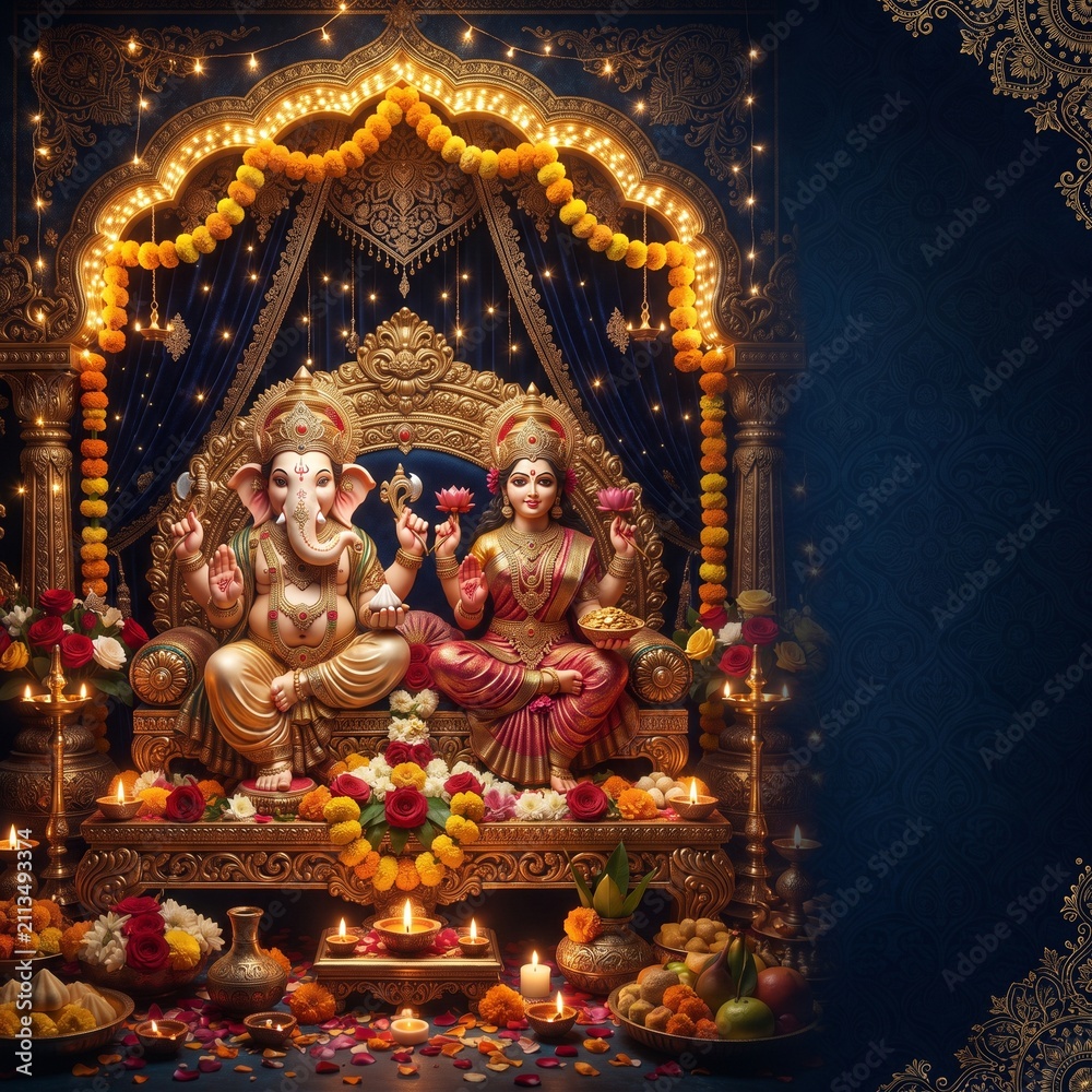 Fototapeta premium Lord Ganesha & Goddess Lakshmi