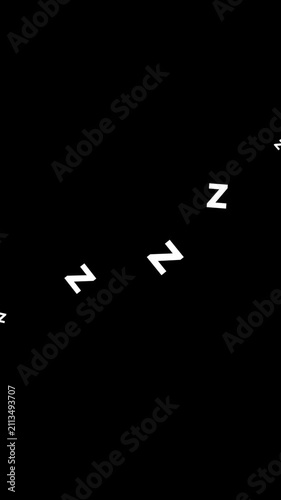 Dreamy Floating ZZZ Letters Signifying Deep Sleep and Peaceful Night . 4K Motion Graphic Loop
