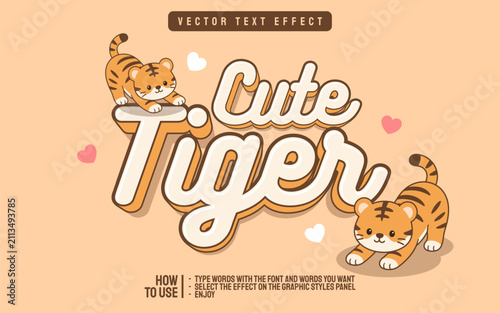 Cute Tiger Editable Text Effect with Cartoon Animals.