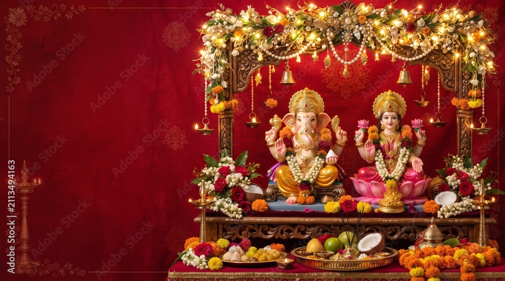 Fototapeta premium Lord Ganesha & Goddess Lakshmi
