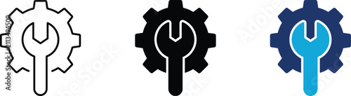 Settings icon. Gear and wrench symbol. Service repair sign. Technical support pictogram for maintenance, engineering, options, mechanical and system optimization design.