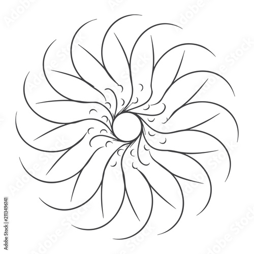 Floral mandala vector illustration with swirling petals on a white background