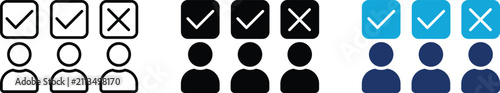 Fotografie Voting survey icon set representing election feedback, customer choice, user opinion, and decision making