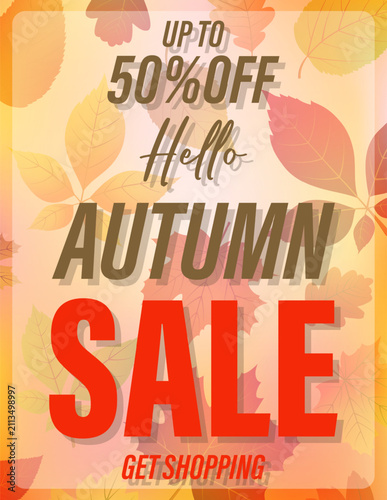 Light Background Hello Autumn Sale Vertical Poster