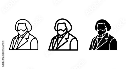 Frederick Douglass Vector Icons, Historical Figure Silhouette, Abolitionist Portrait Art, Black History Month