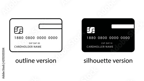 Fotografie Credit Card Outline and Silhouette: A graphic representation showcasing a credit card in both outline and silhouette versions, illustrating modern payment technology and financial tools
