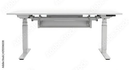 Modern white adjustable standing desk for office work
