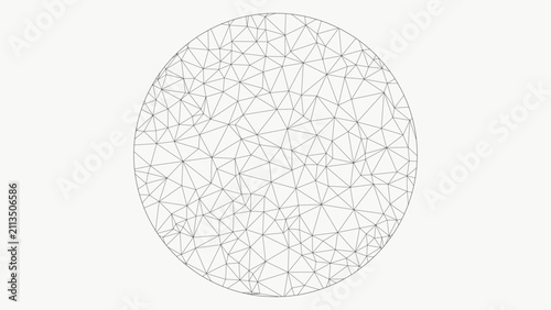 Abstract Futuristic Wireframe Sphere with Network Technology Vector. 3D Scientific Sphere with Digital Network and Cyber Technology. Futuristic Global Communication Mesh with Low Poly Polygon.