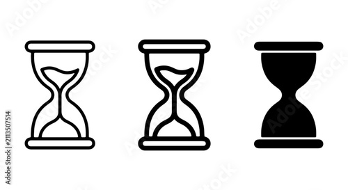Hourglass Icons, Sand Timer Symbols, Time Measurement Vector Graphics, Classic Chronometer Icons