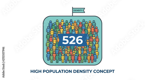 High Population Density Concept Illustration with 526 People Icon Crowd