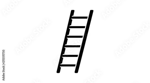 Obraz na plátně Black Silhouette Of A Ladder On A White Background