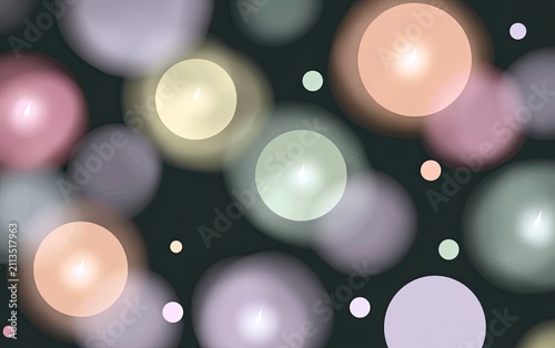 Soft, ethereal, glowing orbs of light with subtle pastel colors on a dark background