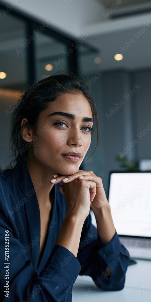 Obraz premium Professional confident young woman business portrait in office for corporate headshot background and website banner design