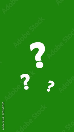 Floating Question Mark Symbols on green Background . Confusion and FAQ Concept 4K Motion Graphic Loop