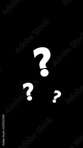 Floating Question Mark Symbols on Black Background . Confusion and FAQ Concept 4K Motion Graphic Loop