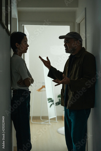 Asian couples quarrel divorce heartbreak loud arguments, a bad married life dramatic scenes of troubled couples midlife issues.