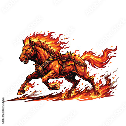 Fiery steed running with flames