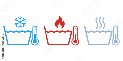 Cuadro en lienzo Water Temperature Laundry Care Icons Cold Hot and Warm Wash Cycle Symbols
