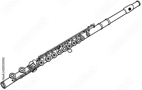 flute musical instrument outline vector illustration