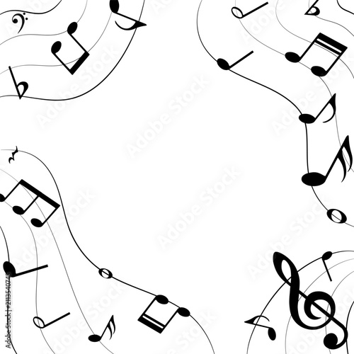 Music notes wavy pattern, vector illustration.