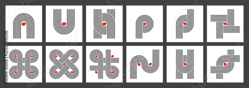 abstract geometric ornament wall art collection, rounded loops life cycle, mental health vector illustration collection