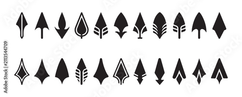Foto Arrowhead icons set isolated on transparency grid background