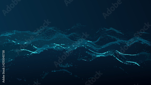 Quadro su tela Dynamic particle wave illustration showcases flowing undulating forms in shades