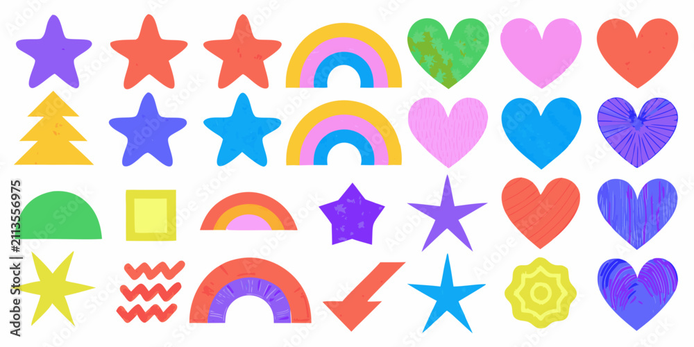 Obraz premium Geometric shapes collection colorful vector illustration on white background