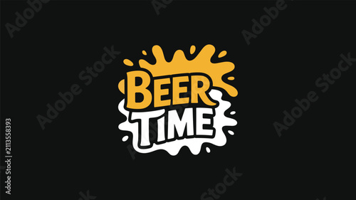Beer time poster design with splash effect for beer festival, pub, bar menu, party invitation.