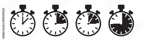 Obraz na płótnie Stopwatch icons showing progress bars for tracking time intervals on various project timelines