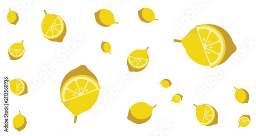 Foto fresh yellow lemons with sliced halves scattered on white background vibrant cit