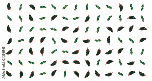 Konstfotografi seamless pattern of small green and brown leaves on black background decorative