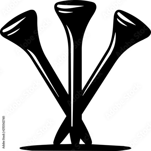 Three fanned golf tees