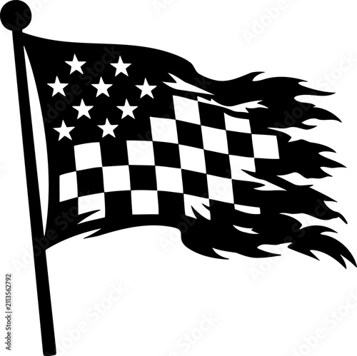 Tattered checkered finish flag