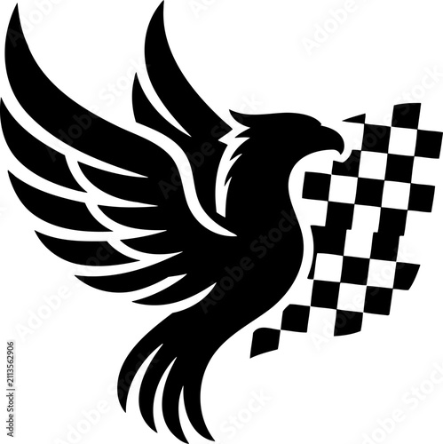 Winged checkered finish flag emblem