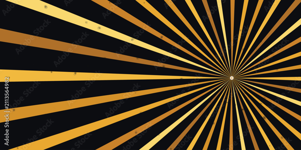 Fototapeta premium Abstract sunburst background with radial golden lines and texture effect.