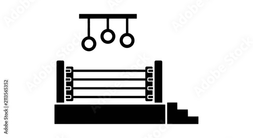 Vector illustration of boxing ring icon with hanging rings on a transparent background