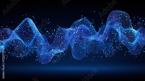 Glowing Blue Particle Wave in Abstract Digital Space