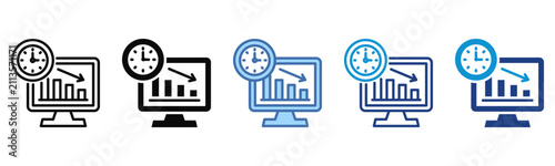 Downtime Analysis icon set multiple style collection