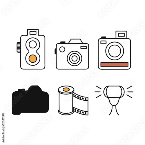 Camera Equipment Line Icons Collection | Photography Outline Vector Set vector camera icon