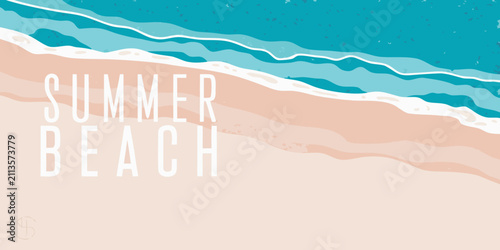 Obraz na płótnie Beach Illustration With Turquoise Water And Sandy Shore