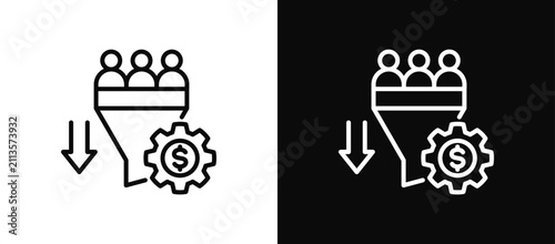 Conversion Rate icon set black and white