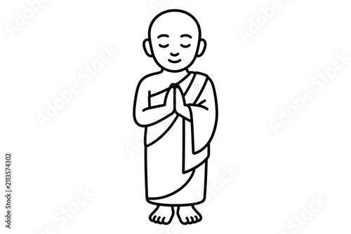 Bild auf Leinwand Monk standing with hands in prayer position