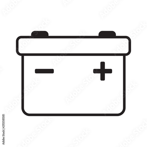 Bild auf Leinwand Car battery outline icon with plus and minus terminals